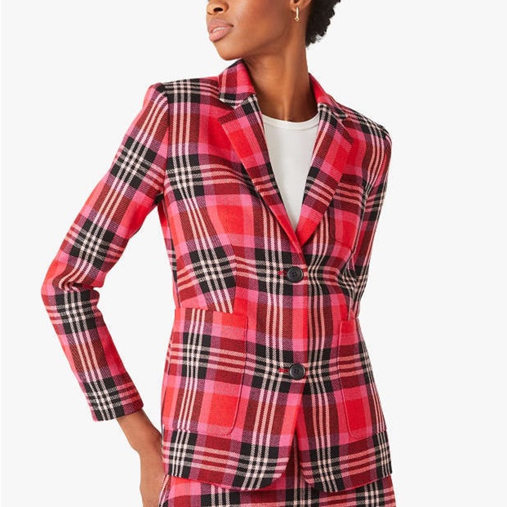 kate spade foliage plaid blazer